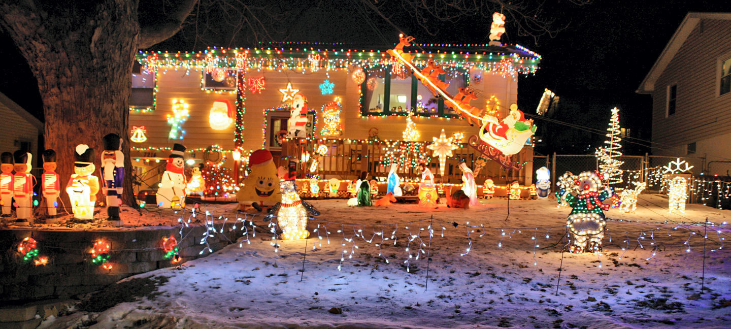 A variety of Christmas lights decorate a yard on Wood River Drive, near 51st and Harrison streets.